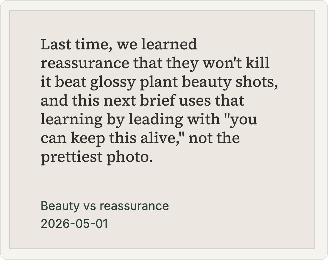 Pinned Lesson: reassurance that they won't kill it beat glossy plant beauty shots